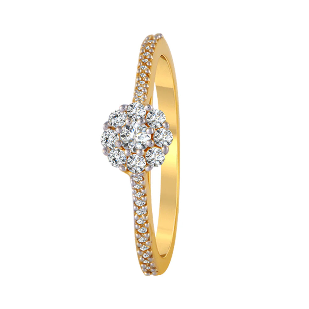 women’s fashion statement rings-18KT (750) Yellow Gold And Diamond Ring For Women