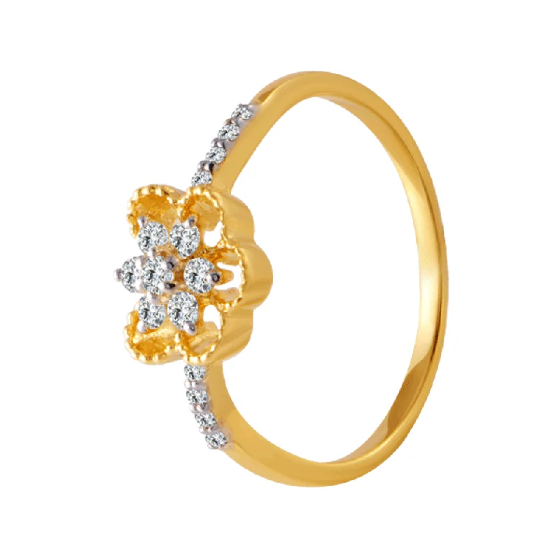 women’s sterling silver rings-18KT (750) Yellow Gold And Diamond Ring For Women