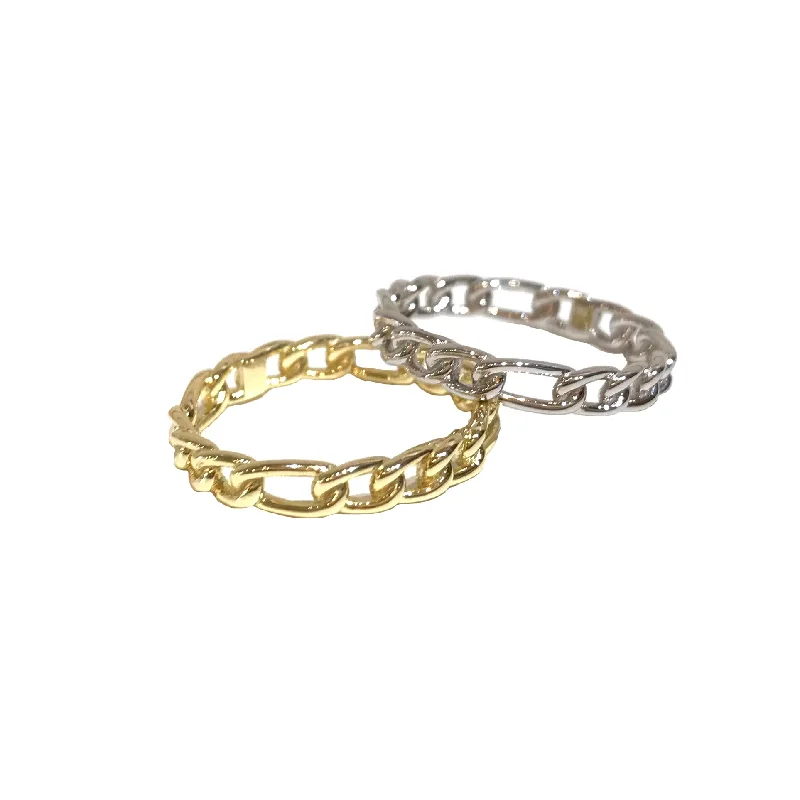 women’s silver rings-women’s silver rings-Figaro Chain Ring