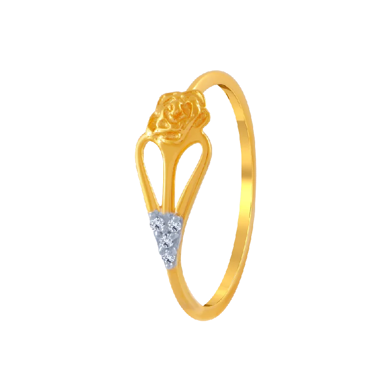 women’s classic solitaire rings-14KT (585) Yellow Gold And American Diamond Ring For Women