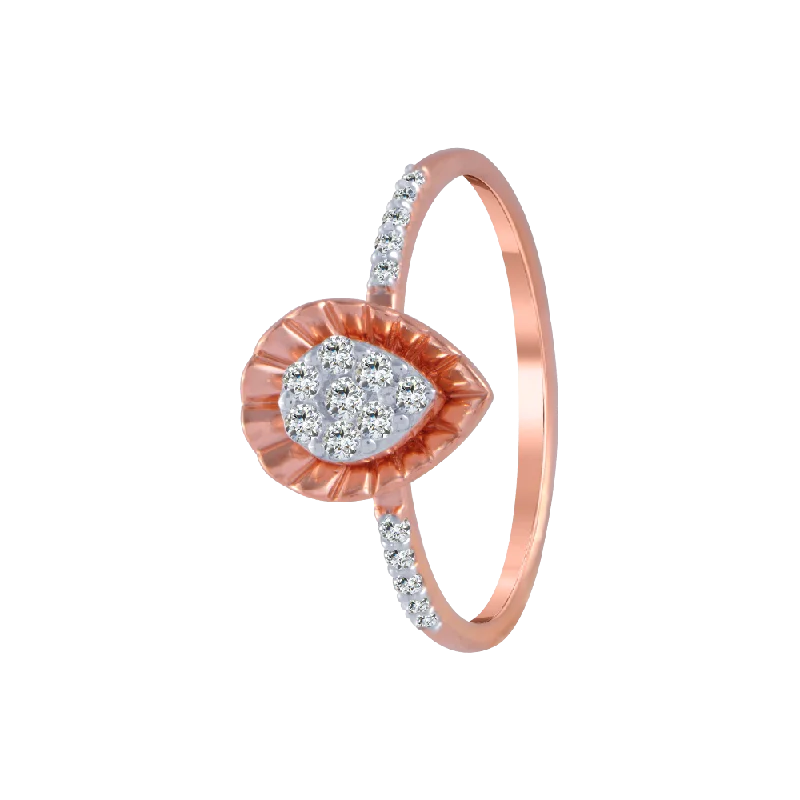 women’s statement silver rings-18KT (750) Rose Gold And Diamond Ring For Women