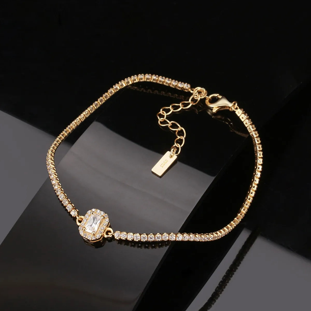 women’s beaded bracelets-Simple Style Round Hand Sterling Silver Plating Inlay Chain Zircon 14k Gold Plated White Gold Plated Silver Plated Bracelets