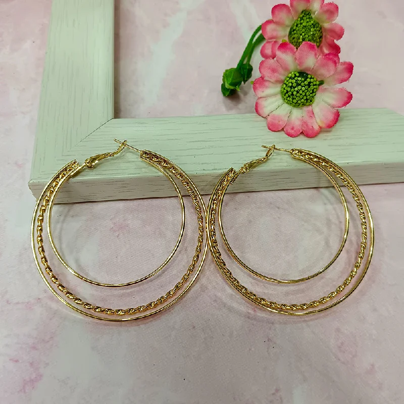 women’s multi-layered earrings-Infinity Jewels Gold Plated Hypoallergenic Nickel Free Hoop Earrings