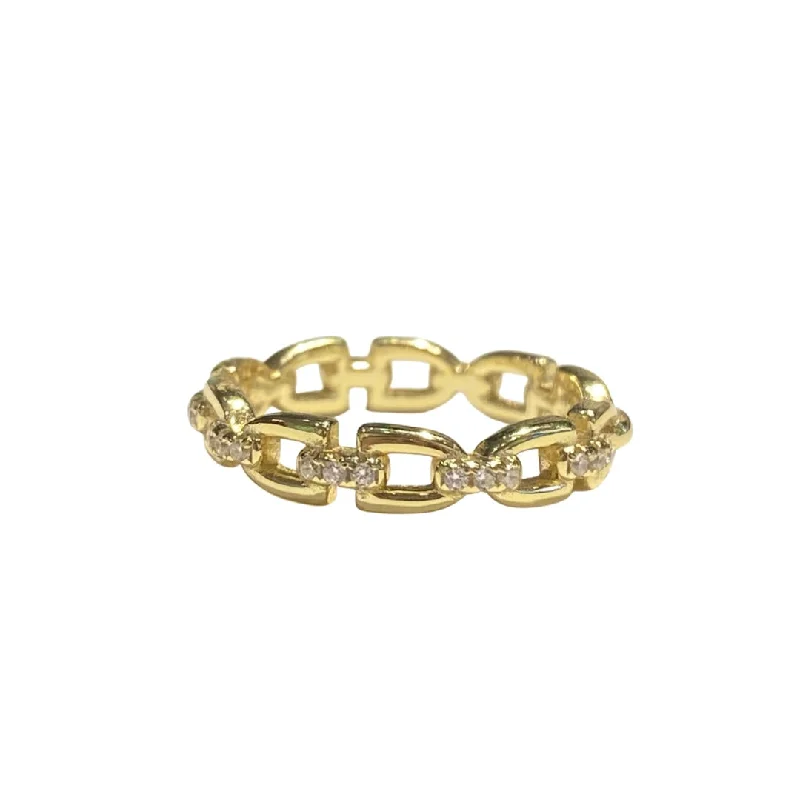 women’s gold rings-women’s gold rings-Noelia Sparkle Chain Link Ring