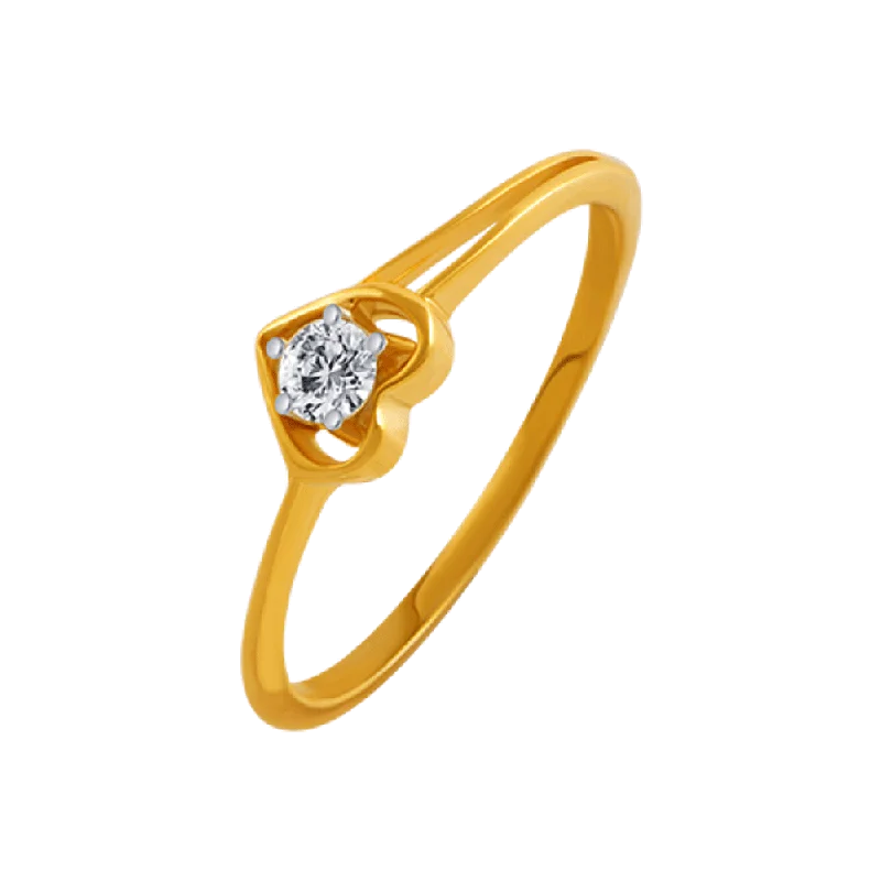 women’s cocktail rings-14KT (585) Yellow Gold And American Diamond Ring For Women