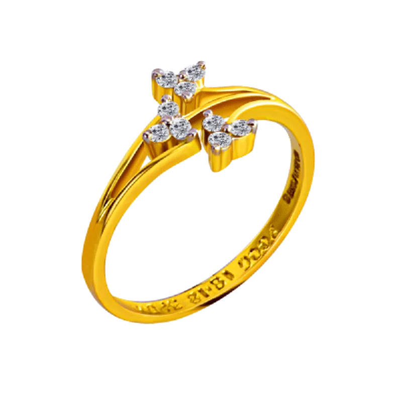 women’s pearl rings-18KT (750) Yellow Gold And Diamond Ring For Women