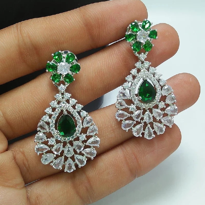 women’s chic earrings-Manisha Jewellery Silver Plated AD Stone Dangler Earrings