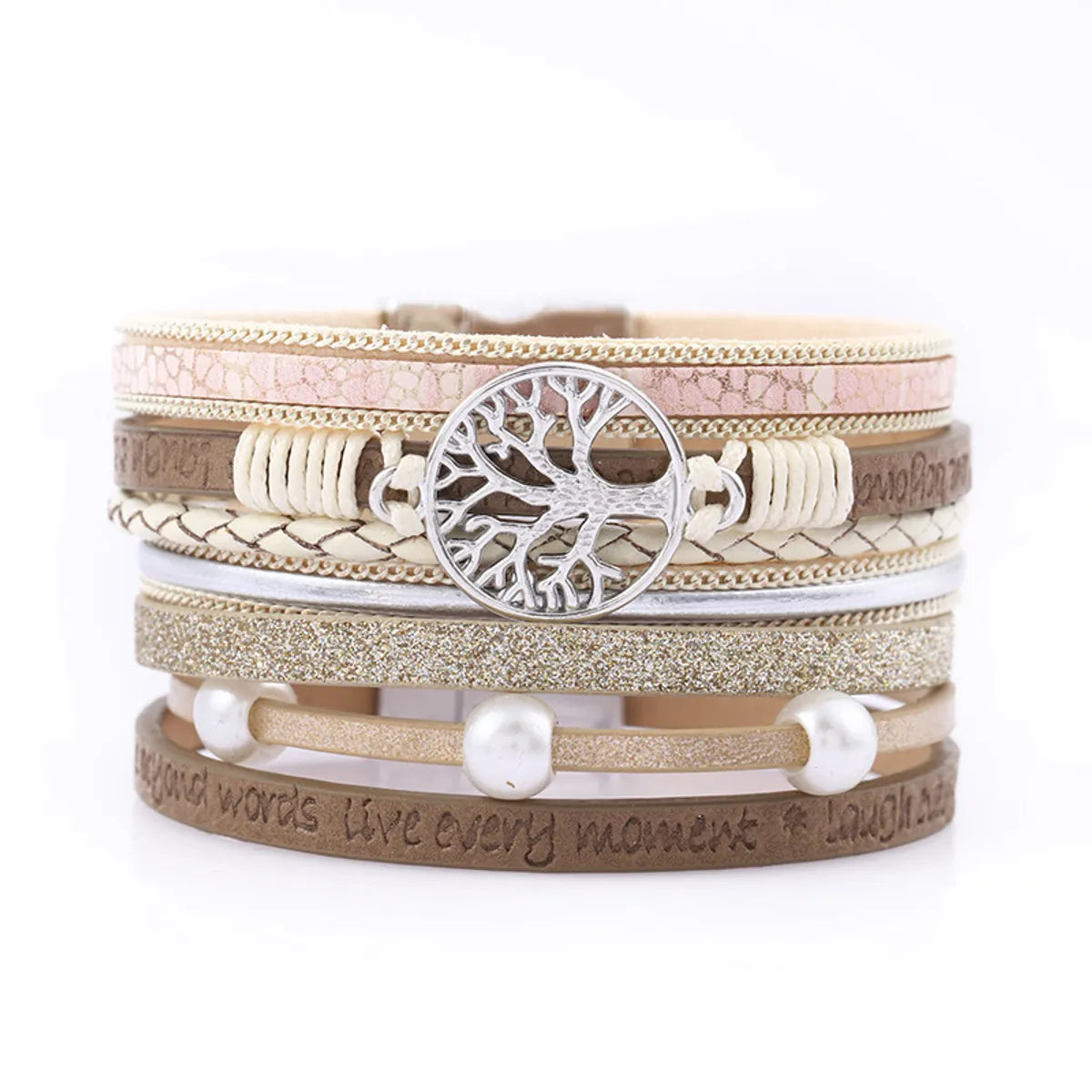 women’s pearl bracelets-Ethnic Style Tree Pu Leather Alloy Braid Women's Bracelets