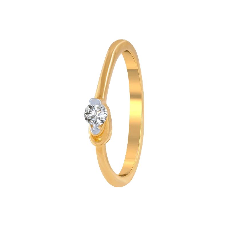 women’s sterling silver rings-18KT (750) Yellow Gold And Diamond Ring For Women