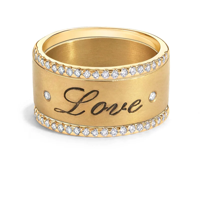 women’s stackable rings-women’s stackable rings-8mm Gold Love Standard Ring & Small Pavé Stack