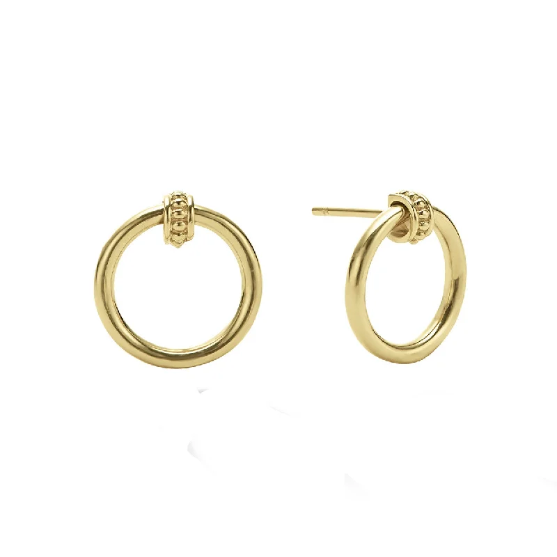 women’s emerald earrings-Meridian Drop Circle Earrings in 18K Yellow Gold