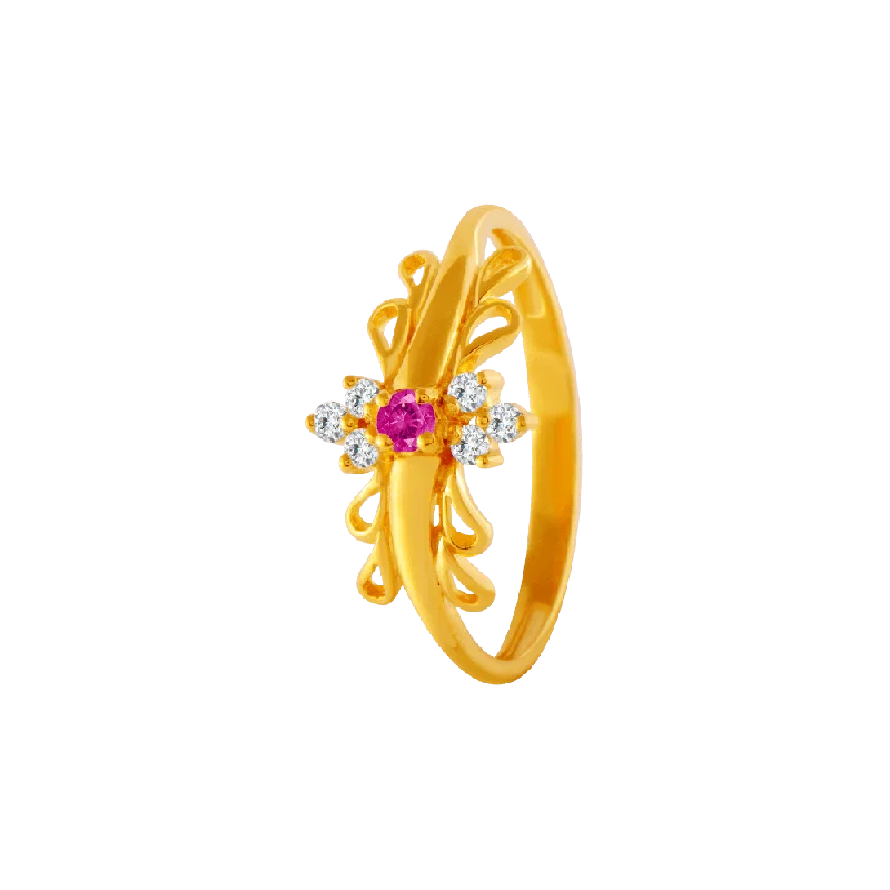 women’s men’s rings for women-22KT Yellow Gold And American Diamond Ring For Women