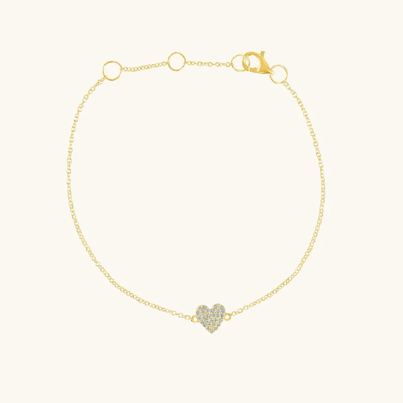 women’s delicate bracelets-Mini Diamond Pave Heart Bracelet