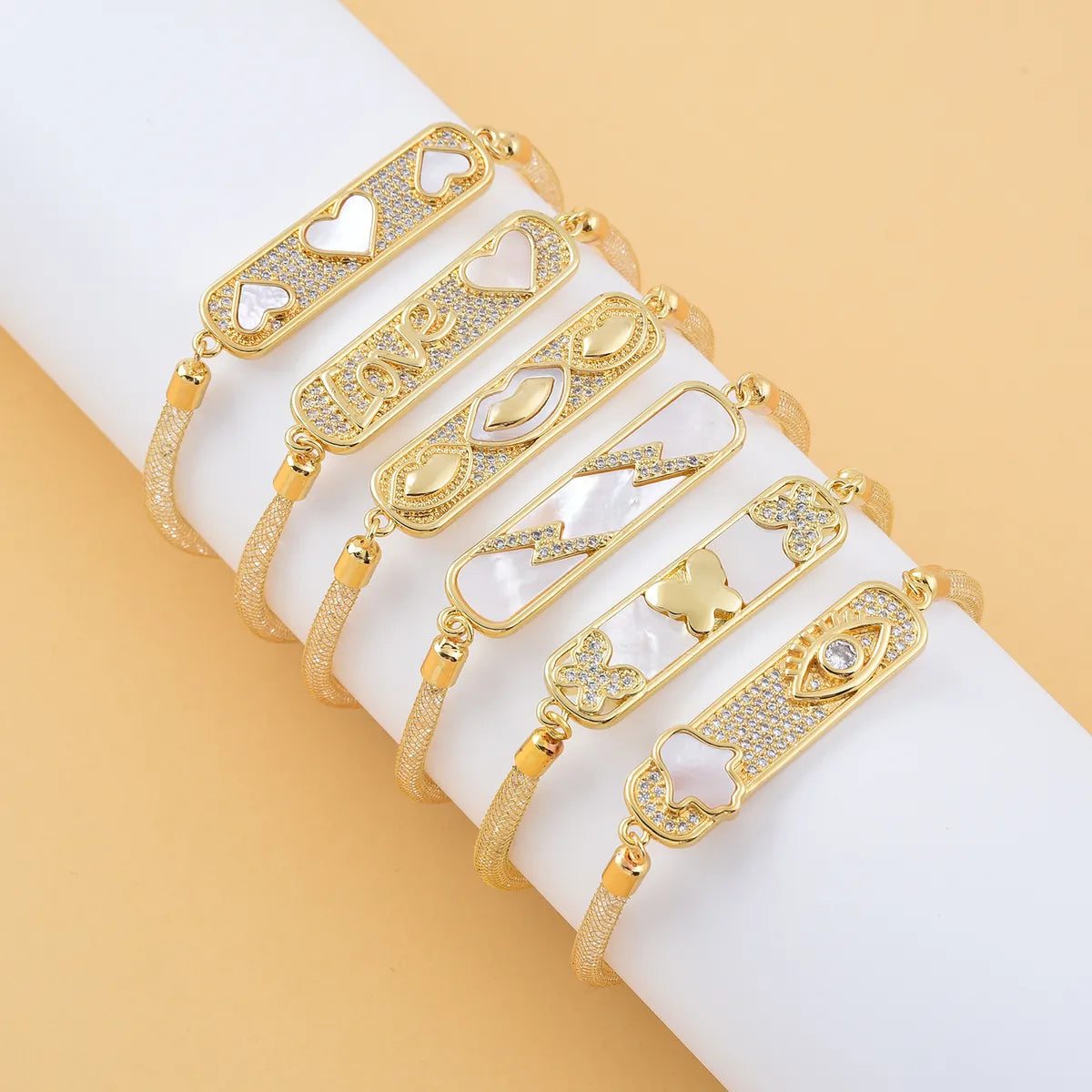 women’s pearl bracelets-Copper 18K Gold Plated Plating Inlay Heart Shape Zircon Bracelets