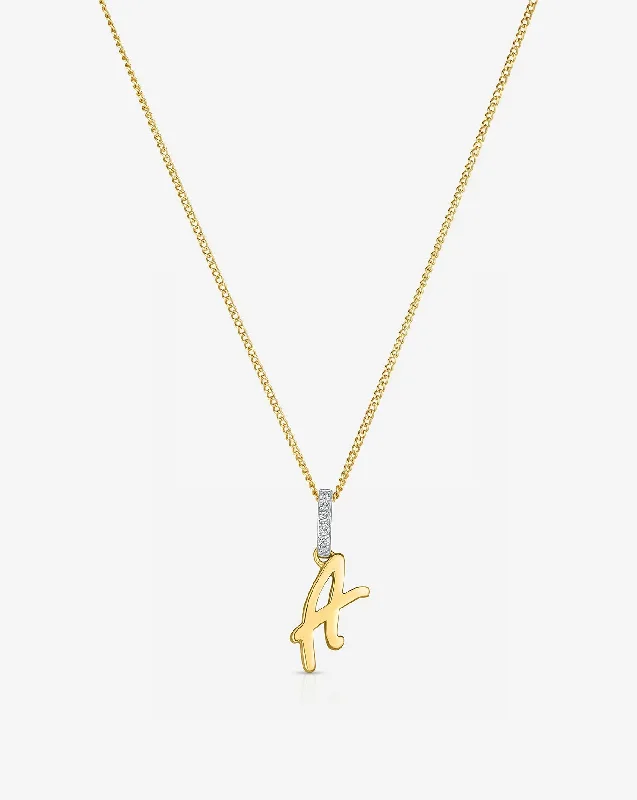 women’s layered necklaces-women’s layered necklaces-Script Initial Necklace