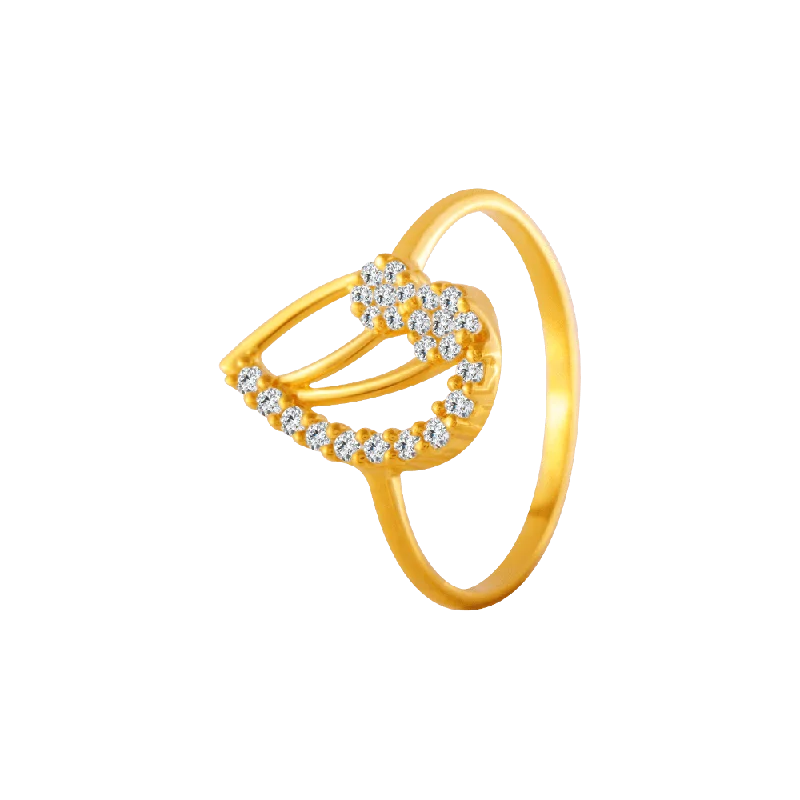 women’s birthstone rings-22KT Yellow Gold And American Diamond Ring For Women