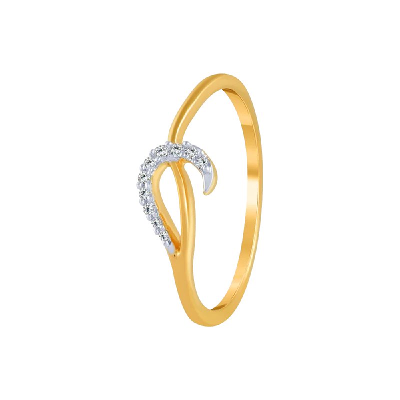 women’s flower rings-18KT (750) Yellow Gold And Diamond Ring For Women