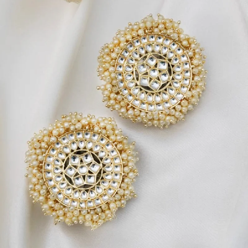 women’s birthstone stud earrings-Lucentarts Jewellery Gold Plated Kundan Earrings