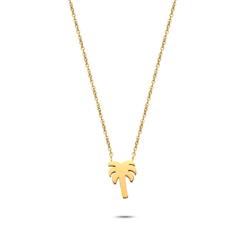 women’s personalized diamond necklaces-women’s personalized diamond necklaces-Palm tree necklace gold