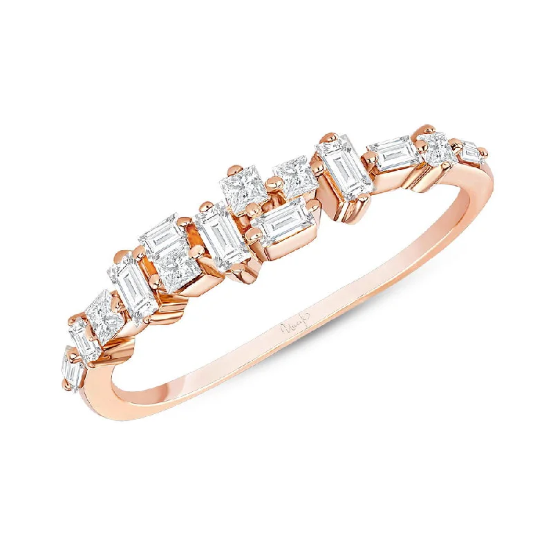 women’s flower rings-Uneek Diamond Ring with Baguette and Princess Diamonds