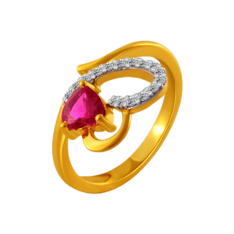 women’s celestial rings-14KT (585) Yellow Gold And American Diamond Ring For Women