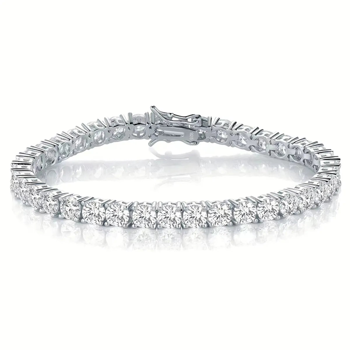 women’s silver bangles set-Sterling Silver 18K Gold Plated Elegant Glam Solid Color Zircon Tennis Bracelet