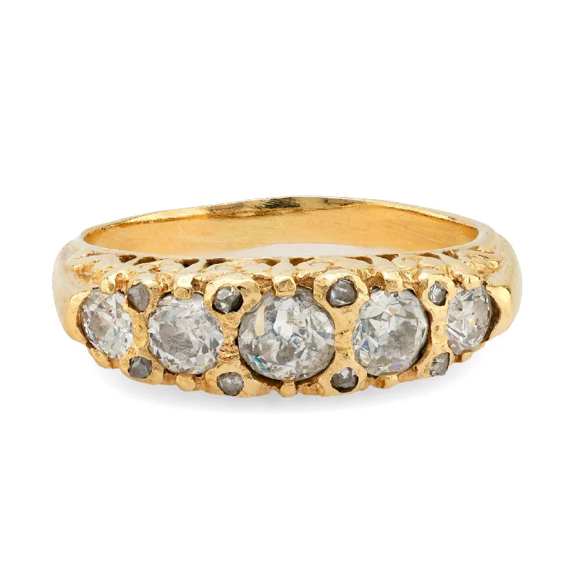 women’s men’s rings for women-Victorian 14k yellow gold diamond ring