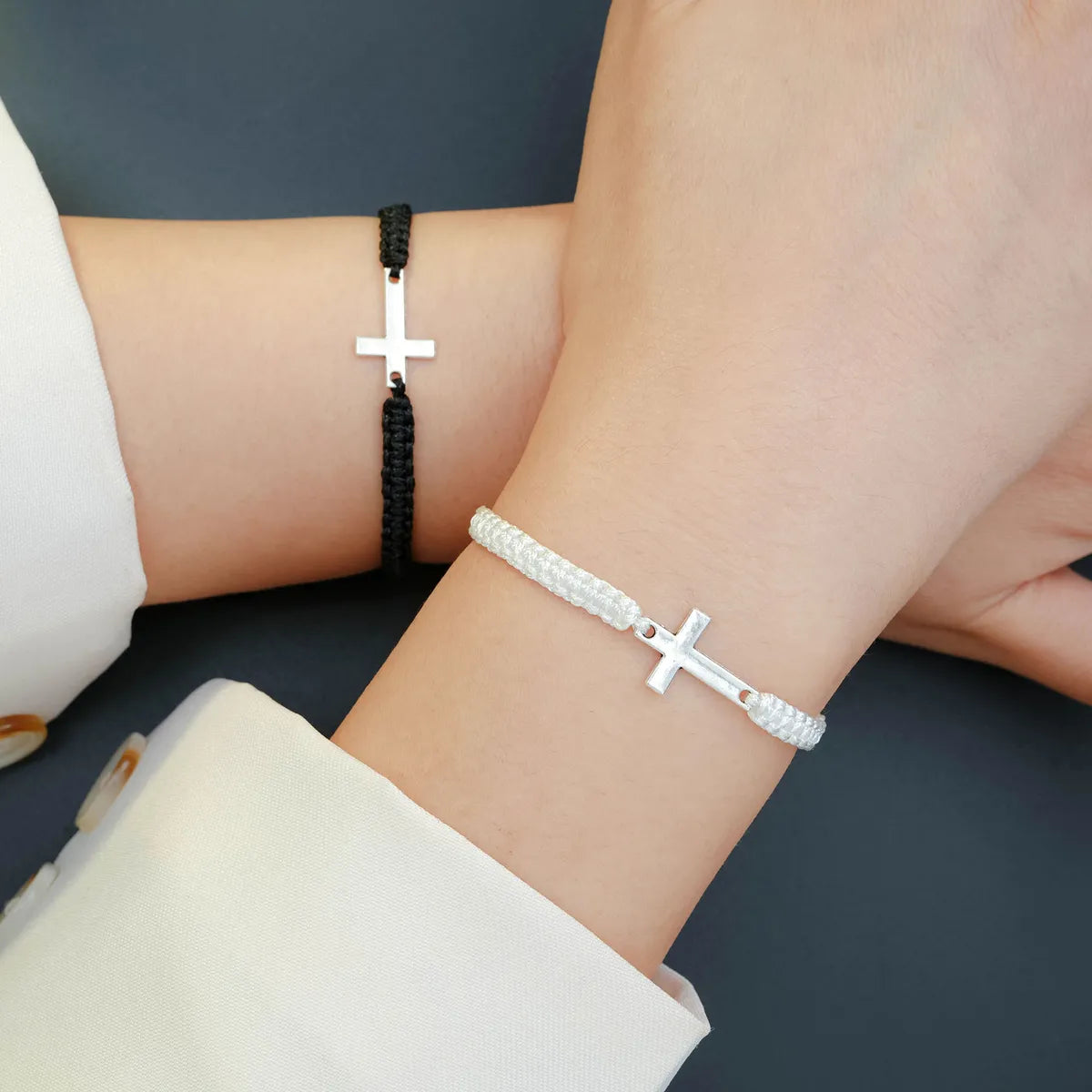 women’s tennis bracelets-Simple Style Classic Style Cross Alloy Rope Braid Women'S Bracelets