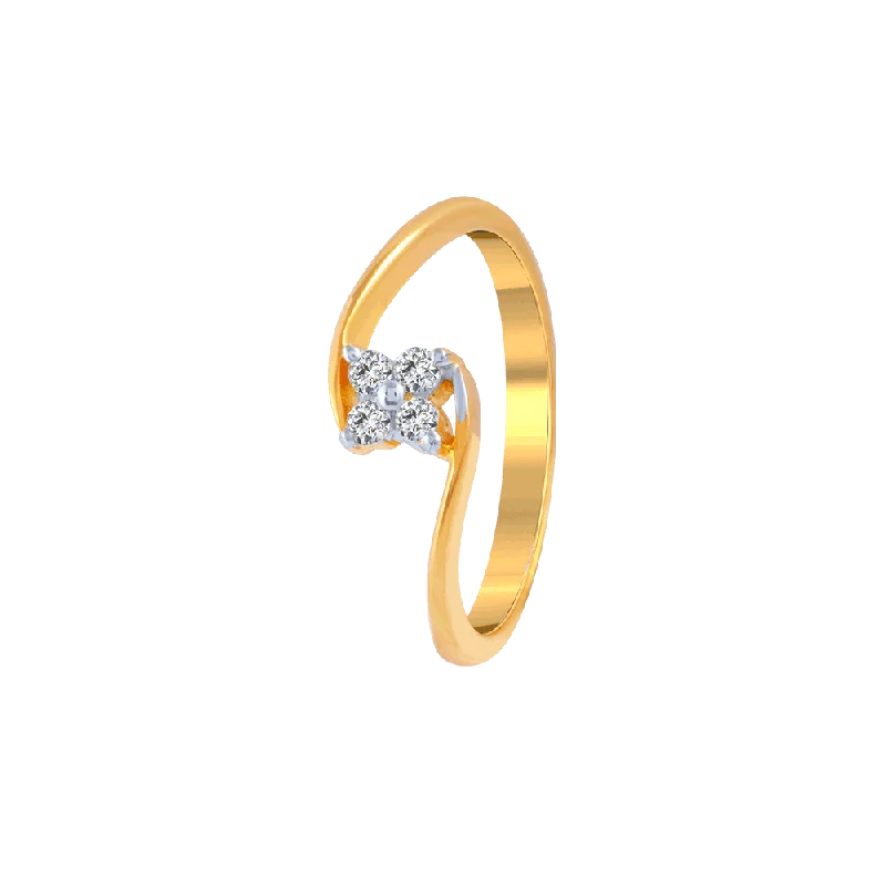 women’s sterling silver engagement rings-18KT (750) Yellow Gold And Diamond Ring For Women