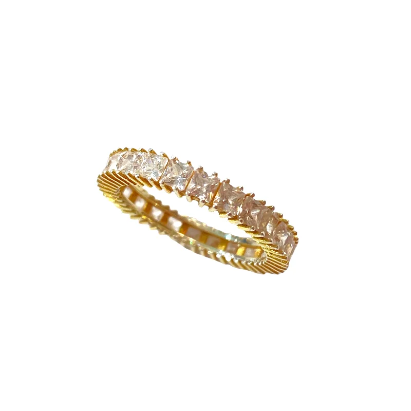 women’s twist rings-women’s twist rings-Noelia Ascher Baguette Pronged Eternity Ring