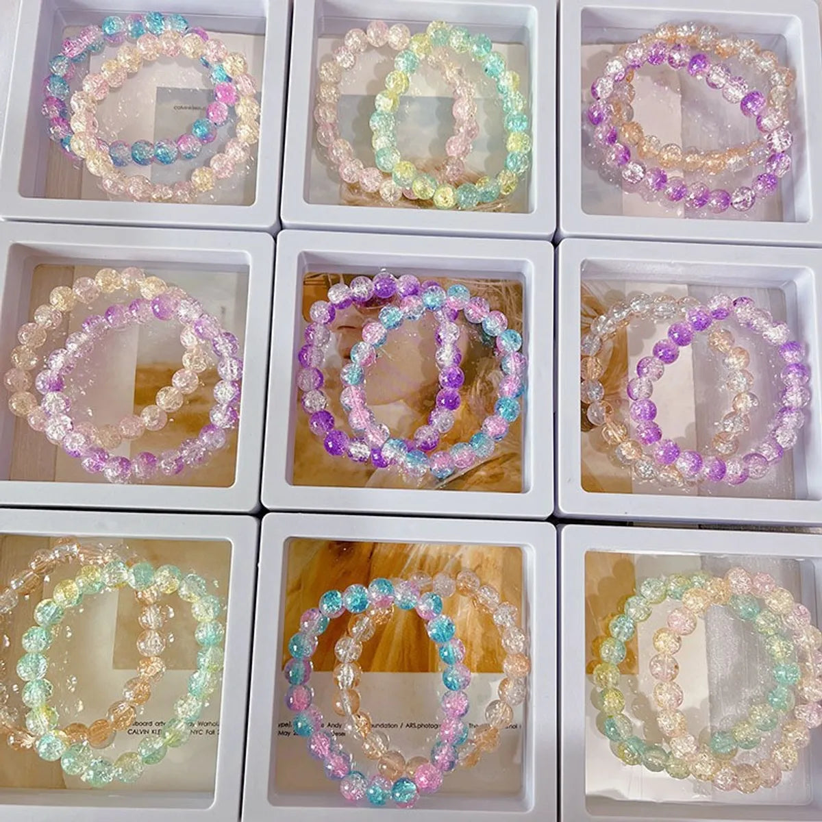 women’s adjustable bracelets-Wholesale Jewelry Lady Gradient Color Glass Beaded Bracelets