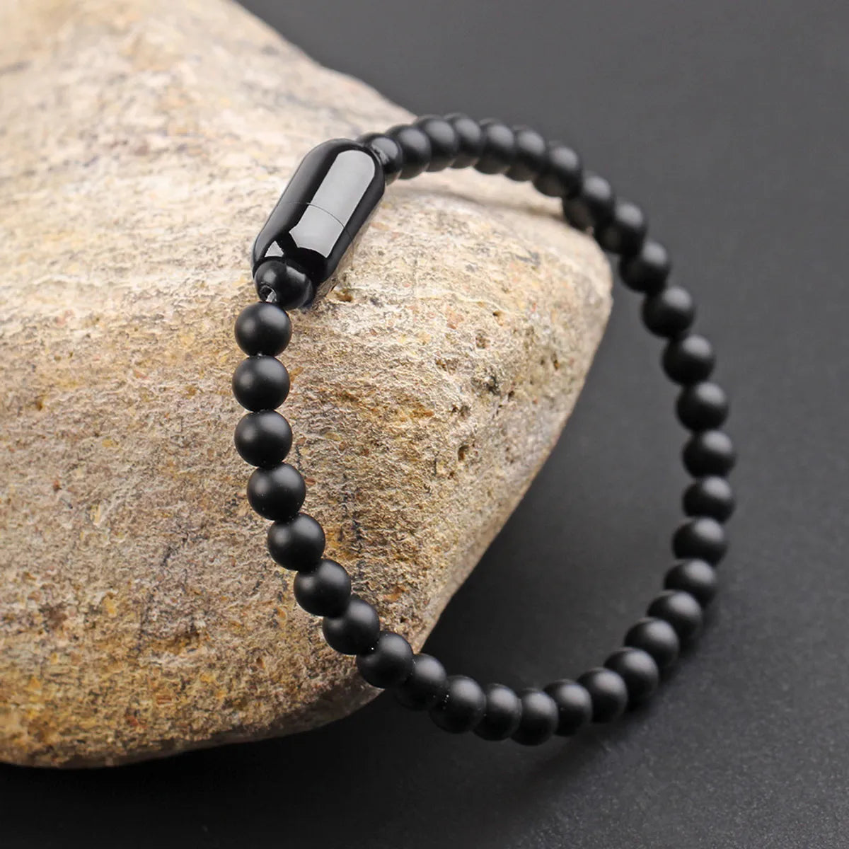 women’s celestial bangles-Simple Style Solid Color Stone Beaded Men'S Bracelets