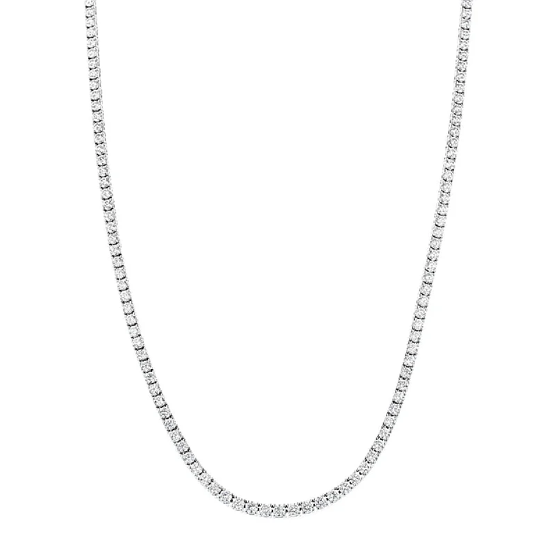 women’s classic necklaces-women’s classic necklaces-18K White Gold Diamond Line Necklace