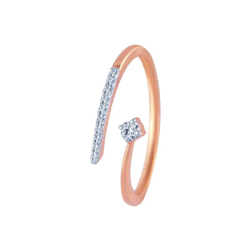 women’s simple rings-18k (750) Rose Gold And Diamond Ring For Women