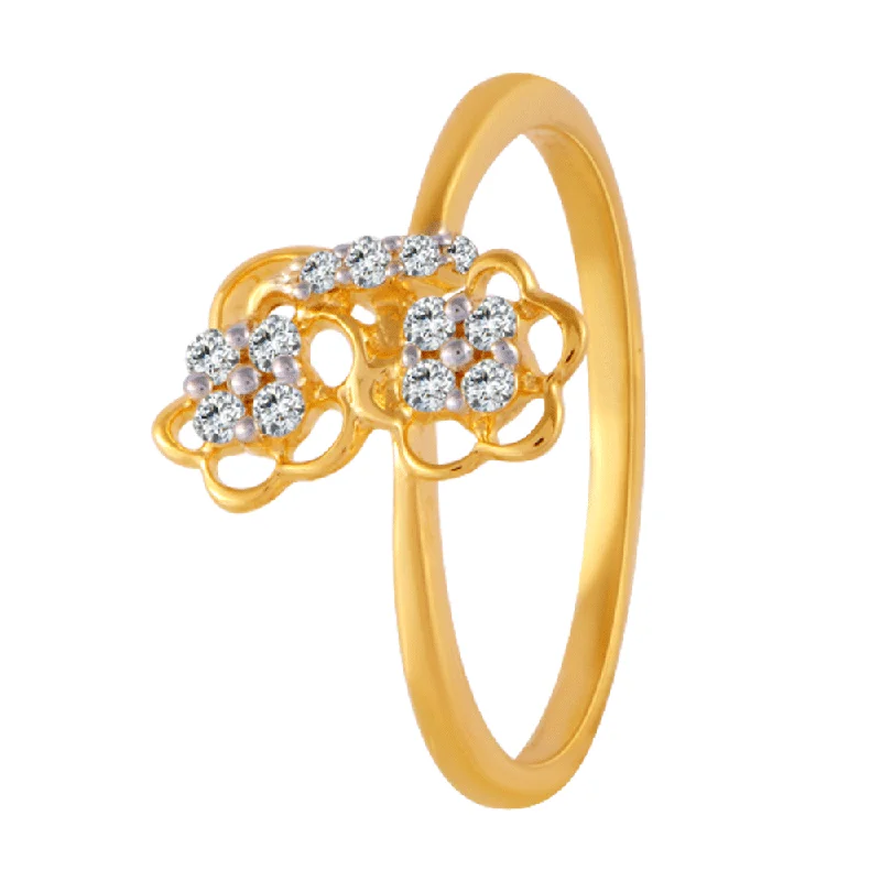 women’s rose gold rings-18KT (750) Yellow Gold And Diamond Ring For Women