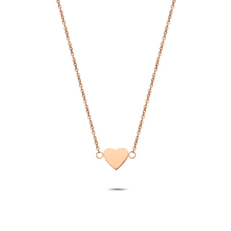 women’s collar necklaces-women’s collar necklaces-Heart necklace rosé gold