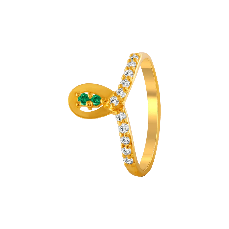 women’s unique gemstone rings-22KT Yellow Gold And American Diamond Ring For Women