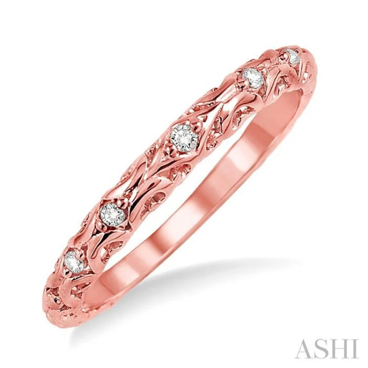 women’s platinum rings-women’s platinum rings-1/20 Ctw Round Cut Diamond Wedding Band in 14K Rose Gold