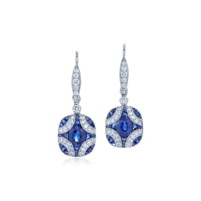 women’s textured earrings-KWIAT Argyle Collection Sapphire and Diamond Earrings E-28441S-0-DIASAP-18KW