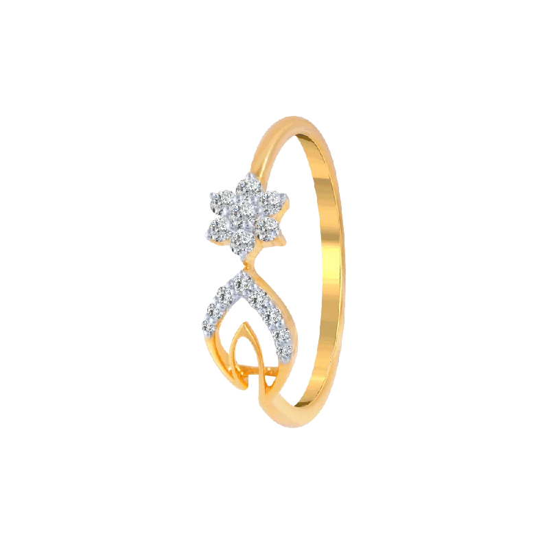 women’s plain rings-18KT (750) Yellow Gold And Diamond Ring For Women