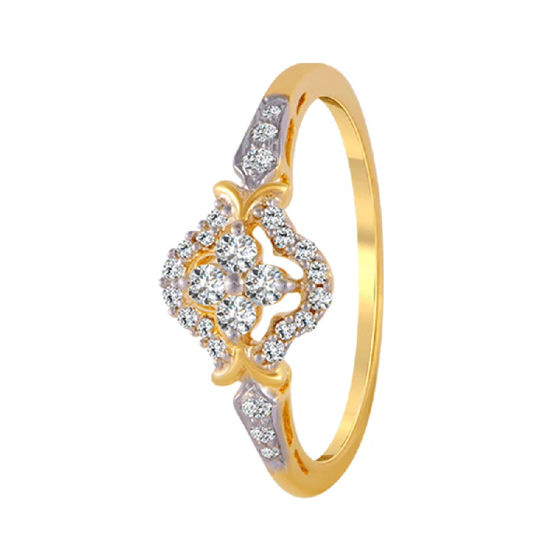 women’s engraving rings-18KT (750) Yellow Gold And Diamond Ring For Women