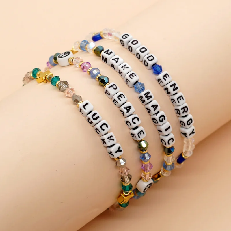 women’s braided bracelets-Bohemian Letter Artificial Crystal Wholesale Bracelets