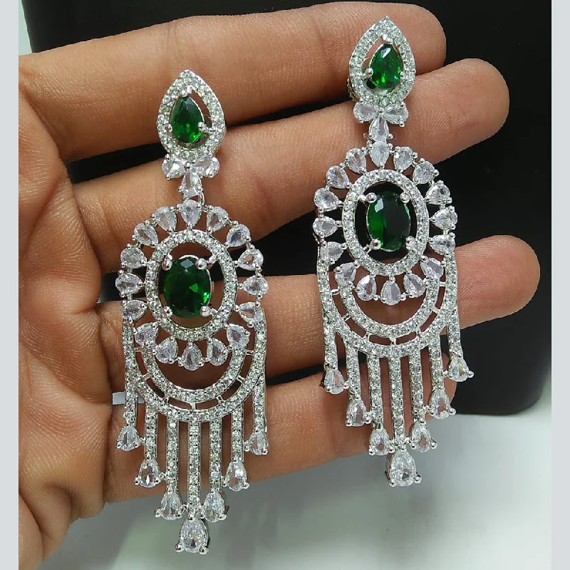 women’s unique earrings-Manisha Jewellery Silver Plated AD Dangler Earrings