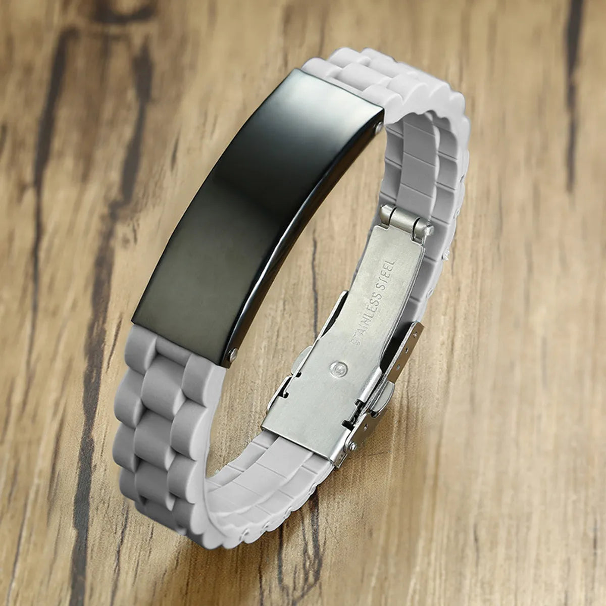 Black Curved Brand Gray Silicone Band [Blank]]