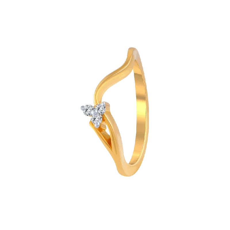 women’s twist rings-18KT (750) Yellow Gold And Diamond Ring For Women