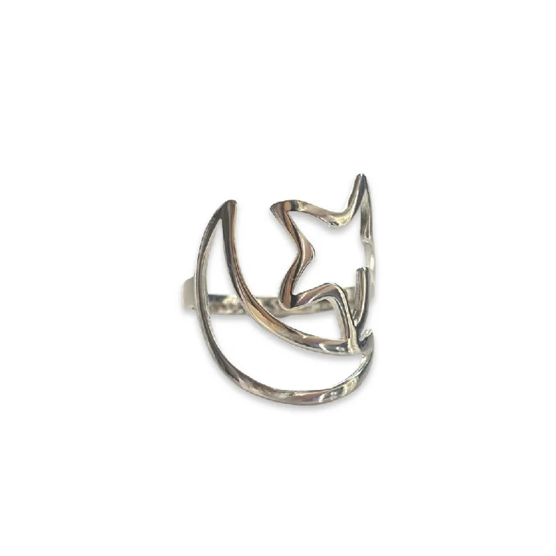 women’s princess-cut rings-women’s princess-cut rings-Starley Moon Statement Ring