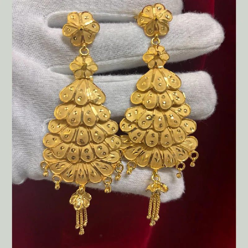 women’s statement crystal earrings-Pari Art Jewellery Forming Gold Dangler Earrings