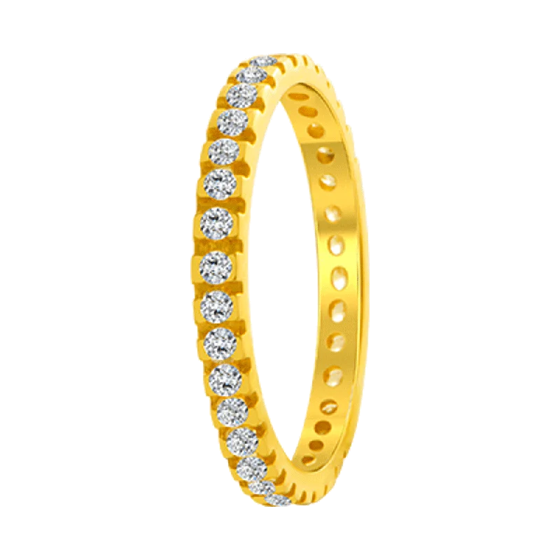 women’s plain rings-22KT Yellow Gold And American Diamond Ring For Women