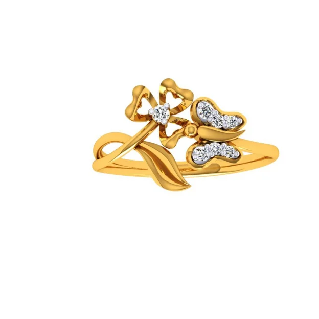 women’s solitaire diamond rings-18KT (750) Yellow Gold And Diamond Ring For Women