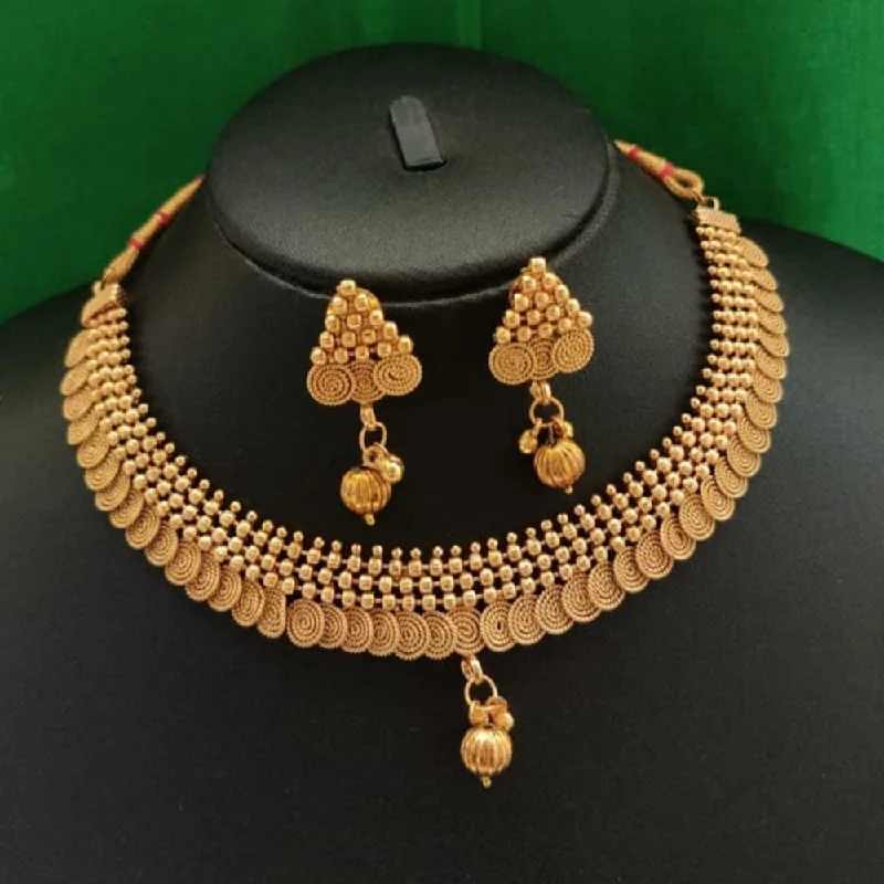 women’s custom necklaces-women’s custom necklaces-Palak Art Gold Plated Necklace Set